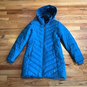 SPYDER Long Quilted Puffer Coat Boundless Blue XS